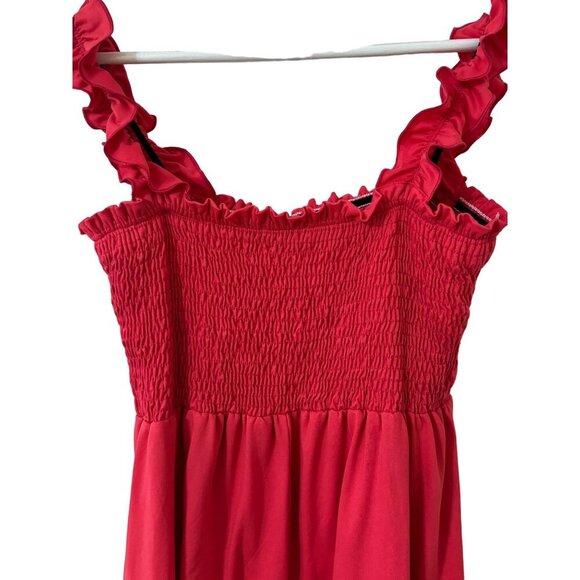 White Birch Pink Smocked Flowy Womens Top Ruffled Straps Small - Picture 11 of 14